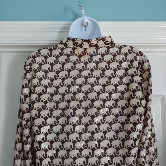 Tory Burch Lucky Elephant Sequin Playful Luxury Relaxed Fit Top 8 - Picture 7 of 9